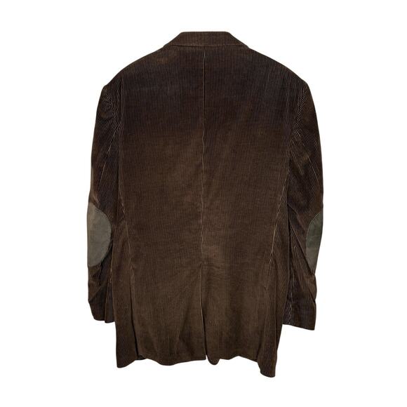 Stafford Men's 44L Corduroy Blazer w Elbow Patches 100% Cotton Suit Jacket Brown - Picture 3 of 11